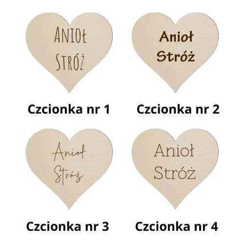 Drewniane serduszko Anioł Stróż
