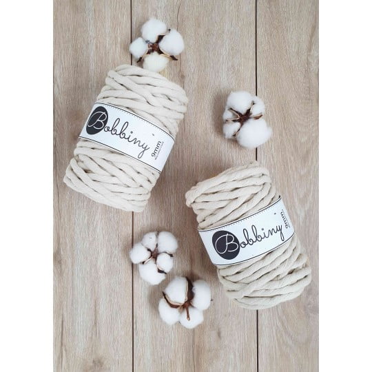 Sznurek skręcany do makramy - beżowy 9mm - obrazek 2