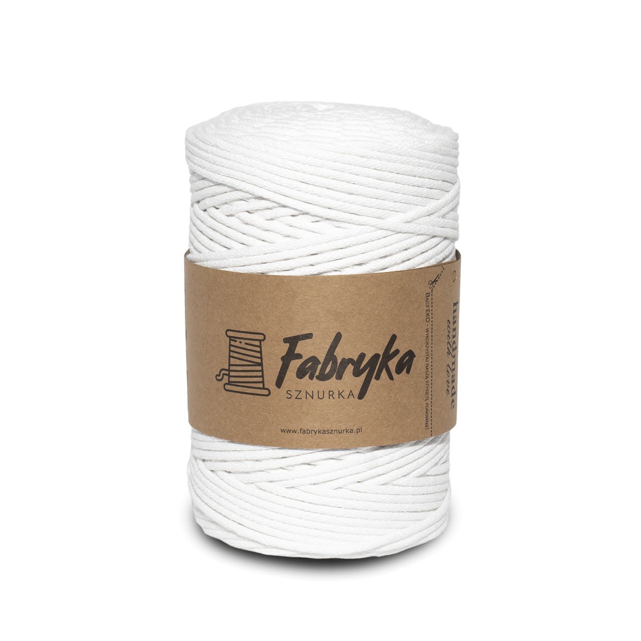 Pleciony sznurek do makramy - biały 3mm - obrazek 2