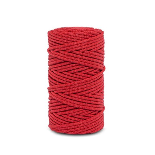 Pleciony sznurek do makramy – czerwony 5mm