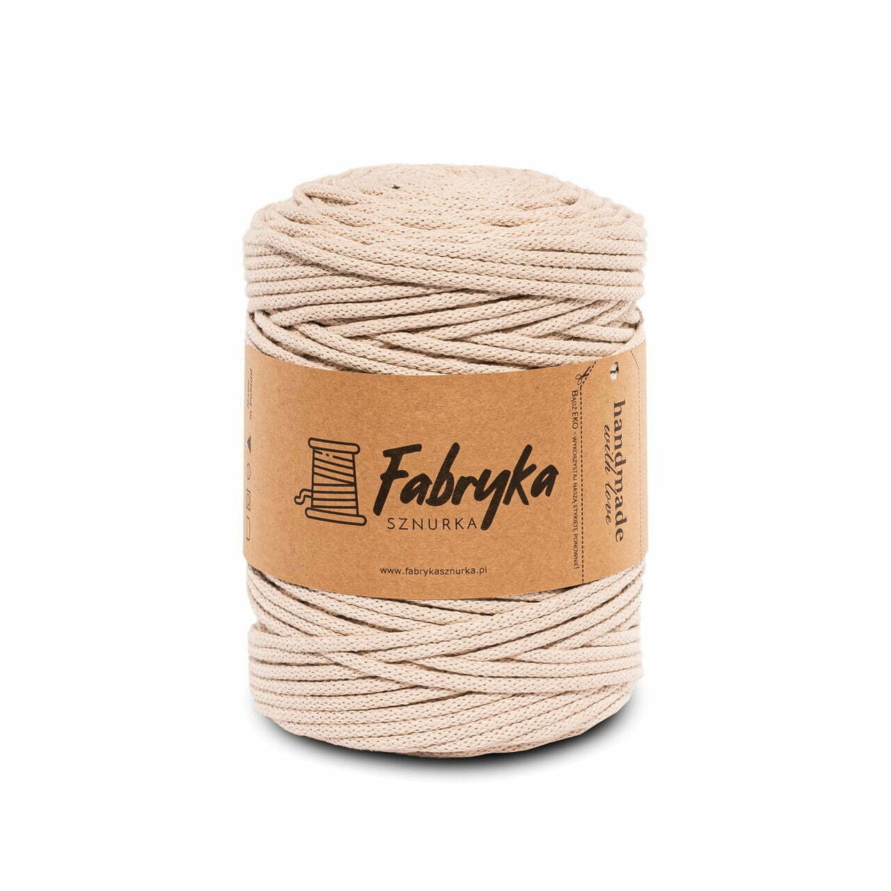 Pleciony sznurek do makramy - jasny beż 5mm - obrazek 2