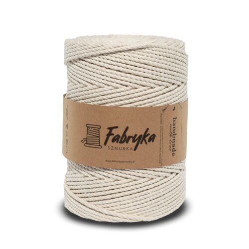 Sznurek do makramy 3PLY – biały naturalny 5mm
