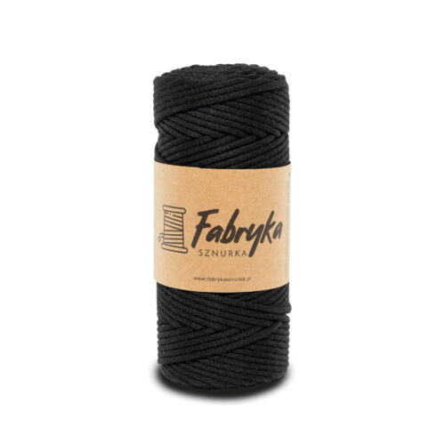 Pleciony sznurek do makramy – czarny 3mm