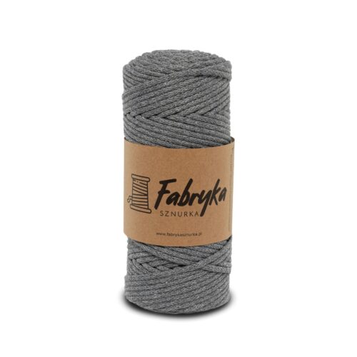 Pleciony sznurek do makramy – szary 3mm