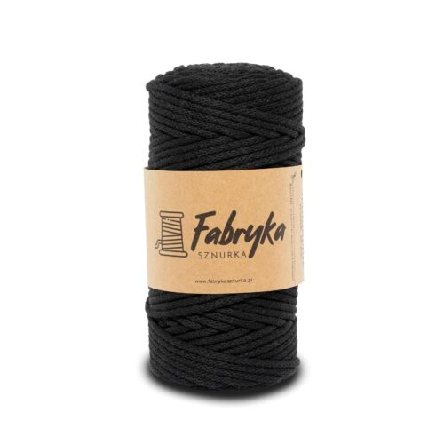 Pleciony sznurek do makramy – czarny 5mm