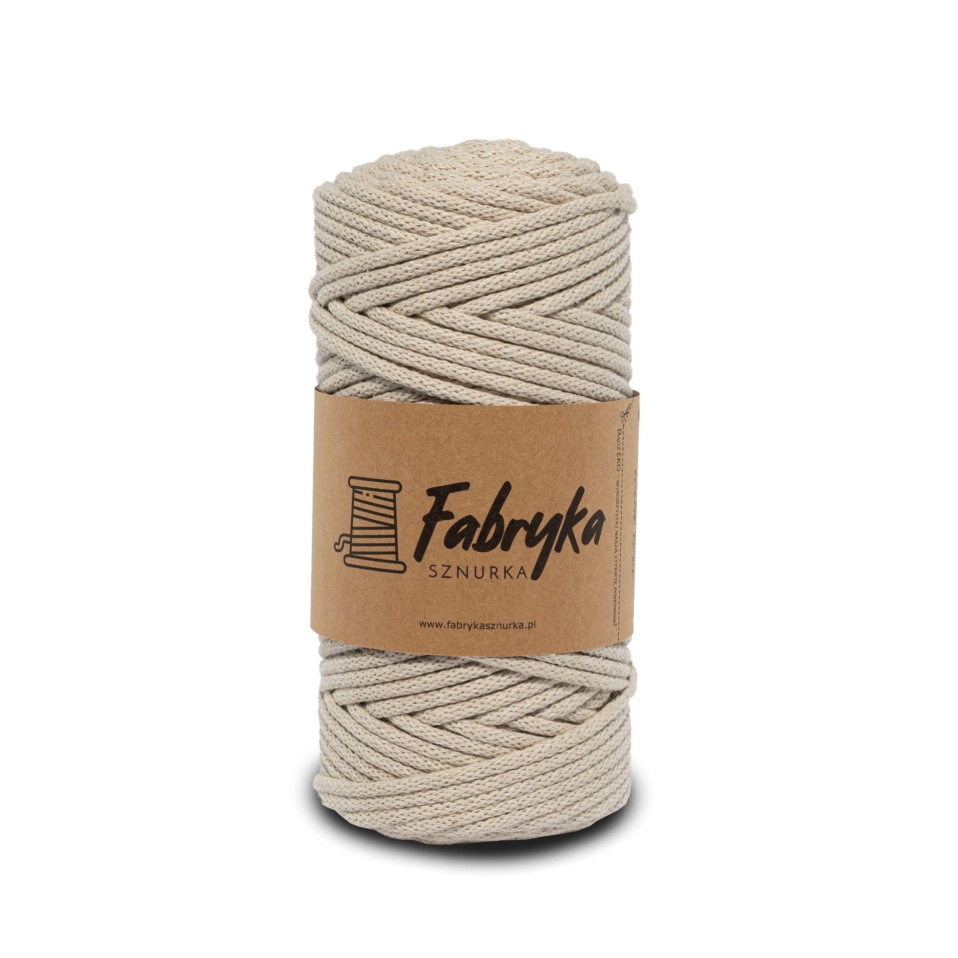 Pleciony sznurek do makramy - jasny beż 5mm