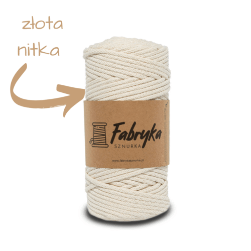 Pleciony sznurek do makramy – naturalne złoto 5mm