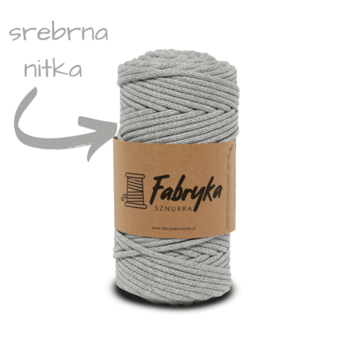 Pleciony sznurek do makramy – srebrny szary 5mm