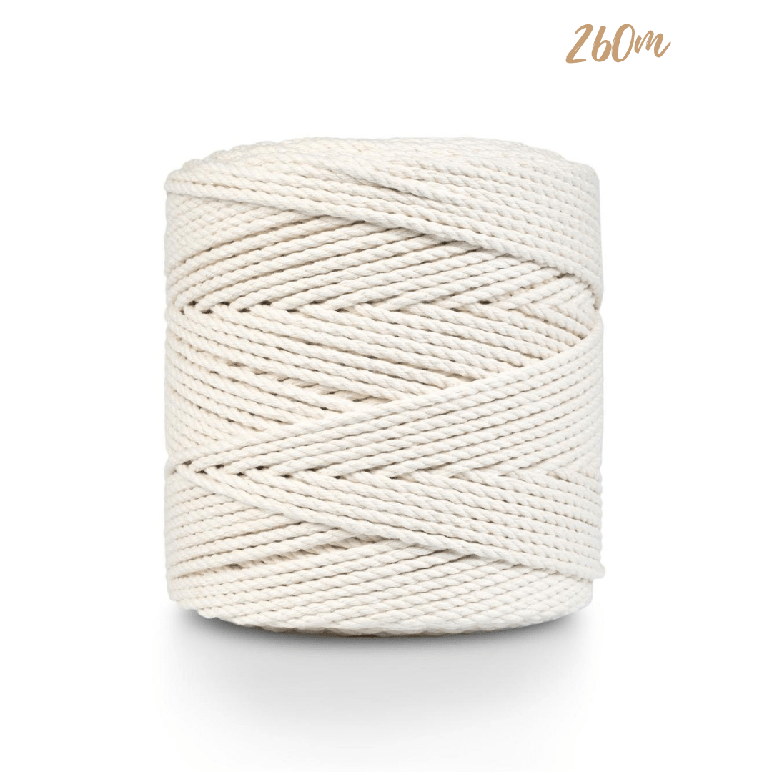 Sznurek do makramy 3PLY - biały naturalny 4mm