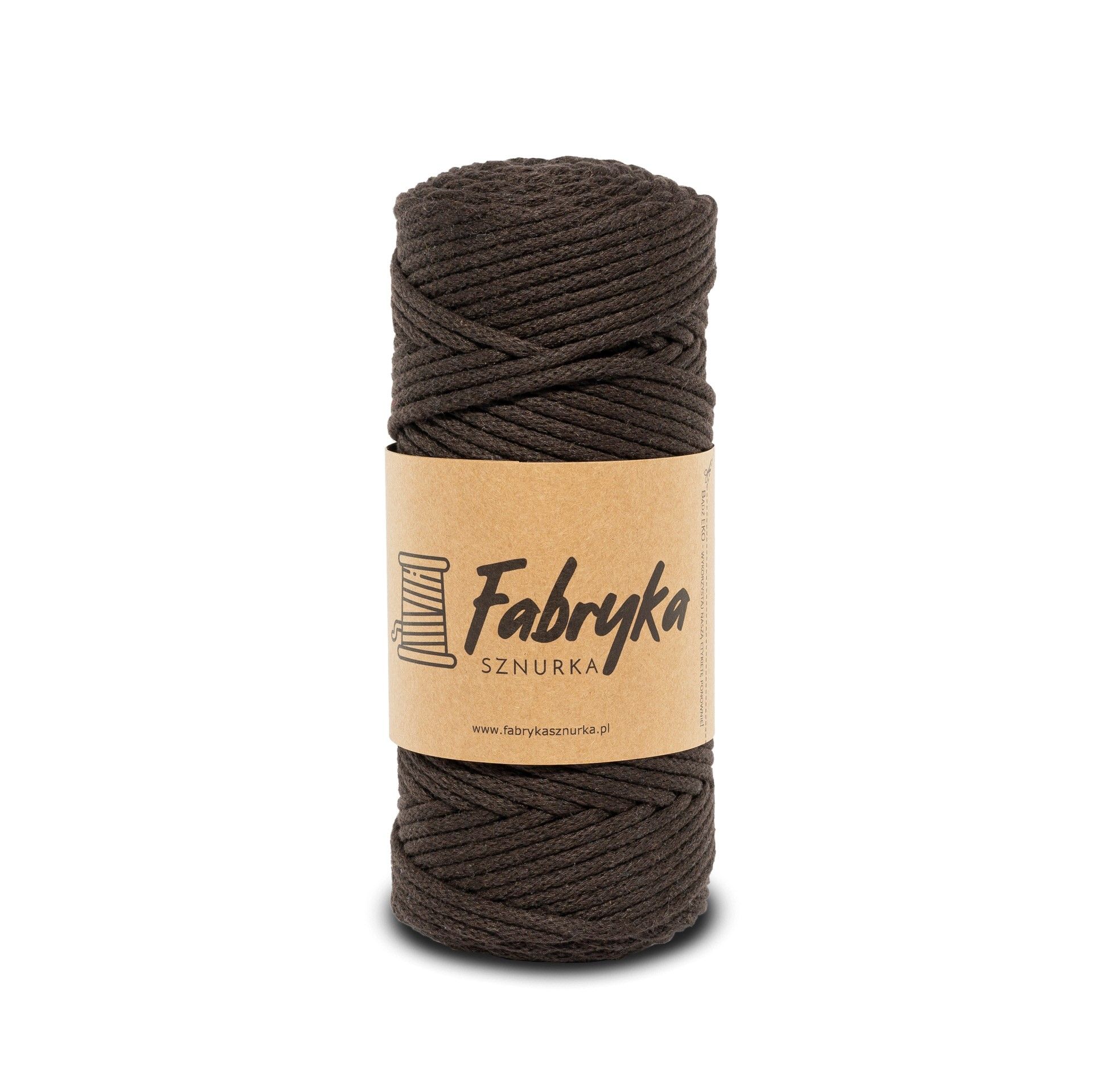 Pleciony sznurek do makramy - ciemny brązowy 3mm