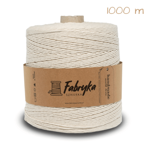 Sznurek skręcany pojedynczo – biały naturalny 3mm