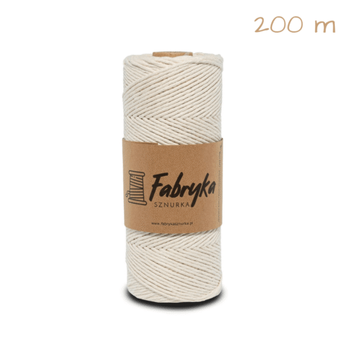 Sznurek skręcany pojedynczo – biały naturalny 3mm
