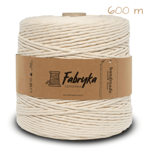 Sznurek skręcany pojedynczo – naturalny 5mm