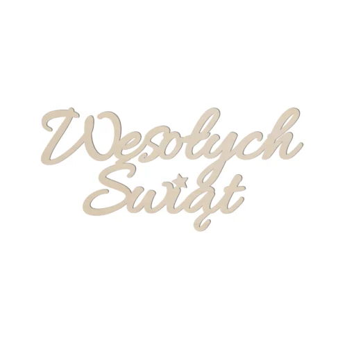 Napis drewniany WESOŁYCH ŚWIĄT łączony