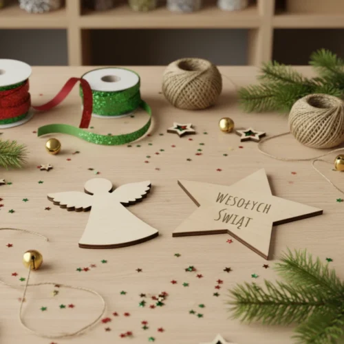 Drewniana gwiazdka Wesołych Świąt