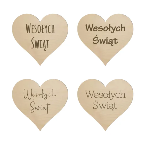 Drewniane serduszko Wesołych Świąt