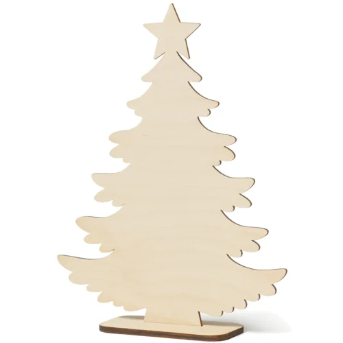 Drewniana choinka dekoracyjna na podstawce