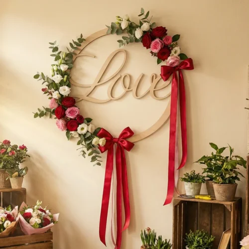 Obręcz drewniana LOVE na łapacz snów Wzór 1