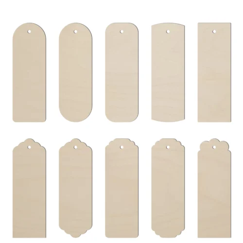 Drewniane zakładki do książek 10 szt Bileciki na prezent [6 cm x 18 cm]