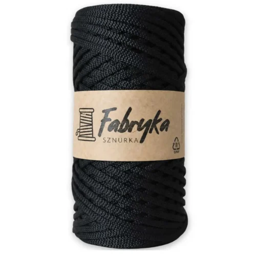 Sznurek poliestrowy płaski – czarny 5mm