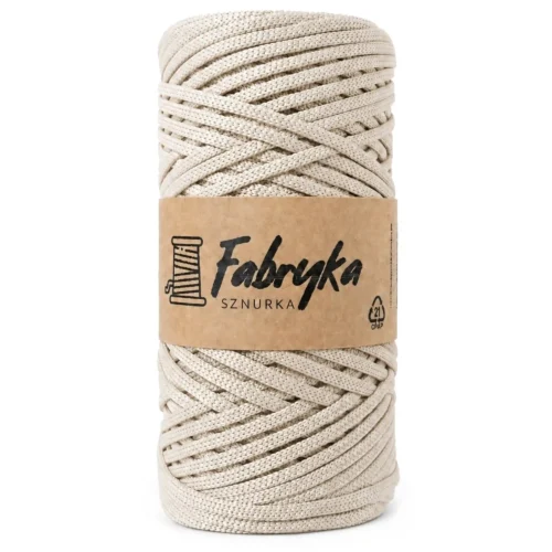 Sznurek poliestrowy płaski – ivory chłodny beżowy 5mm
