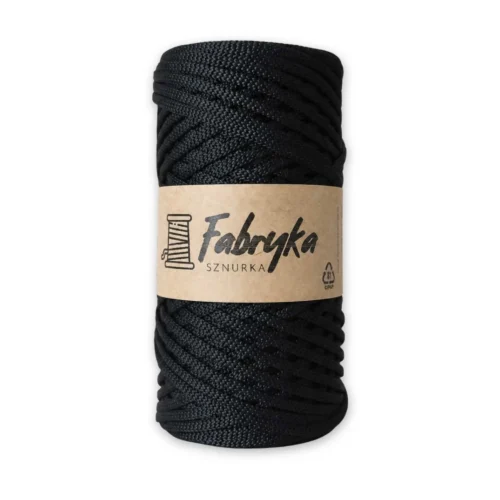 Sznurek poliestrowy płaski – czarny 5mm